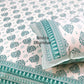 Turquoise Mughal Motifs Cotton King Size Bedsheet