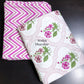 Purplish Pink and Green Floral Mughal Jaal Cambric Cotton Single Dohar Pair