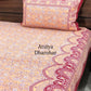 Peach Floral Jaal Cotton King Size Bedsheet