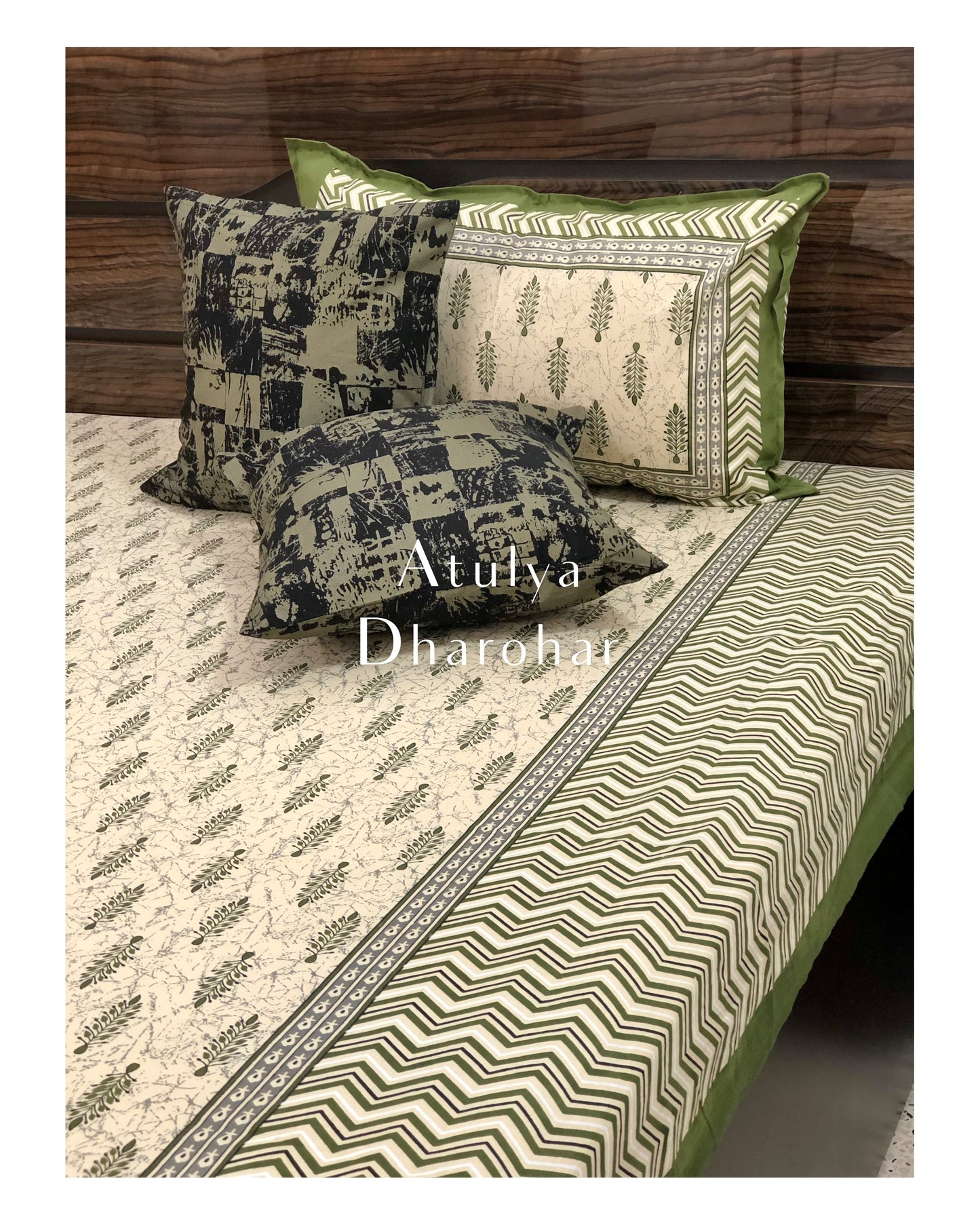 Green Mughal Butta Bedsheet