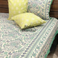 Blue and Green Mughal Jaal Cotton Super King Bedsheet