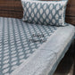 Bluish Grey Butti Cotton King Size Bedsheet