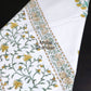 Yellow and Green Floral Motifs Hand Block Printed Waffle Cotton Towel