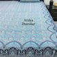 Blue Floral Jaal Cotton King Size Bedsheet