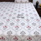 Grey and Red Floral Mughal Jaal Cotton Super King Bedsheet