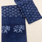 Indigo Butti with Elephant Border Hand Block Printed Bedsheet 100x108 inches