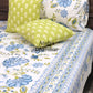 Blue and Green Floral Jaal Cotton Super King Bedsheet