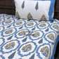 Blue and Yellow Floral Mughal Jaal Cotton Super King Bedsheet