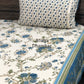 Blue and Green Floral Jaal Cotton Super King Bedsheet
