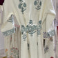 Greyish Blue Floral Motifs Hand Block Waffle Cotton Bathrobe