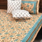 Turquoise Floral Jaal Bedsheet