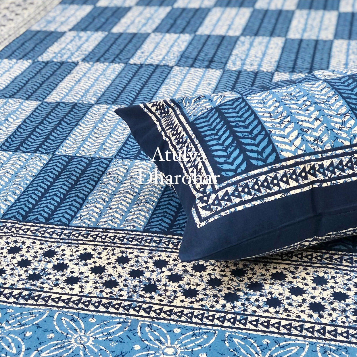 Blue Floral Motifs Bedsheet