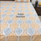 Yellow and Blue Mughal Jaal Hand Block Printed Super King Bedsheet