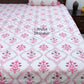 Pink Floral Mughal Jaal Cotton Super King Bedsheet