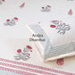 Red Floral Motifs Percale Cotton Hand Block Super King Bedsheet