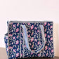 Blue and Pink Floral Medium Tote Bag with Zip