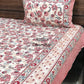 Red and Grey Floral Jaal Cotton King Size Bedsheet