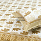Golden Brown Elephant Motifs Cotton King Size Bedsheet