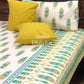 Green and Teal Blue Floral Motifs Bedsheet