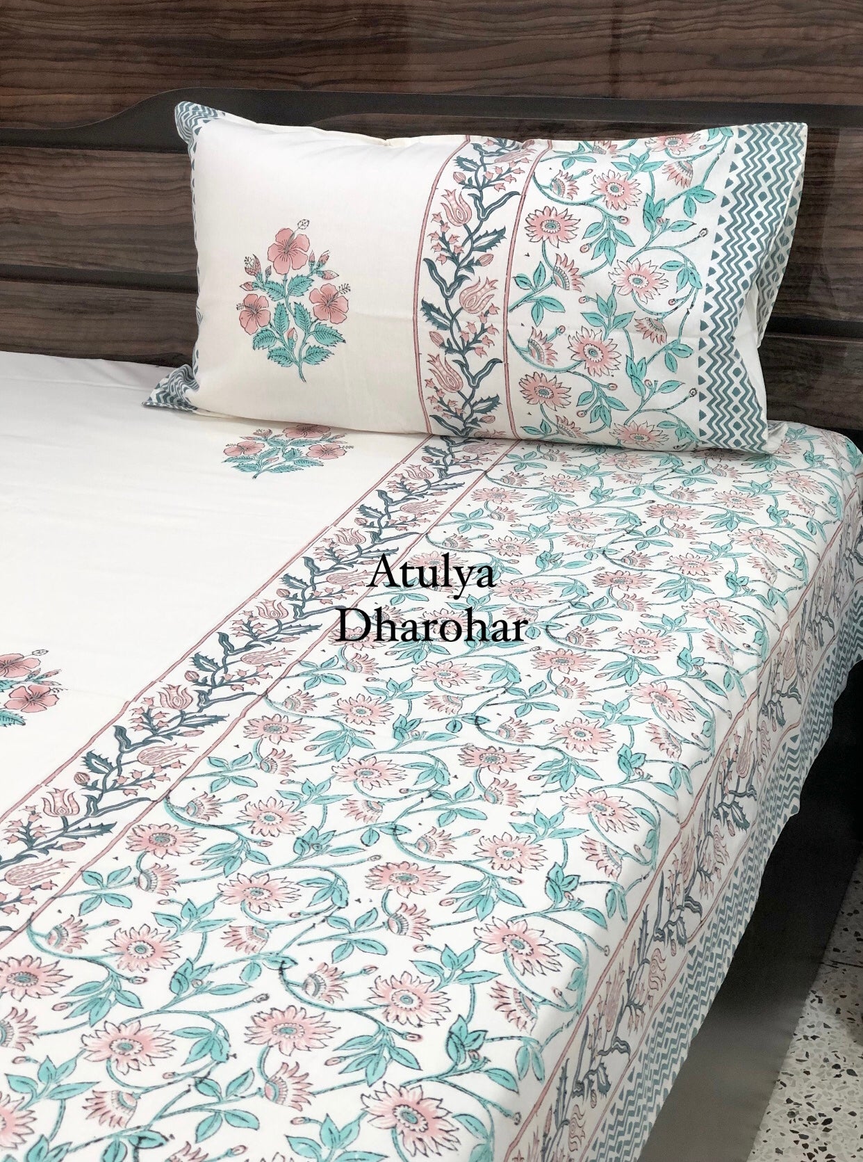 Designer Mughal Motifs with Floral Jaal Bedsheet