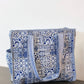 Blue Patchwork Look Medium Tote Bag with Zip