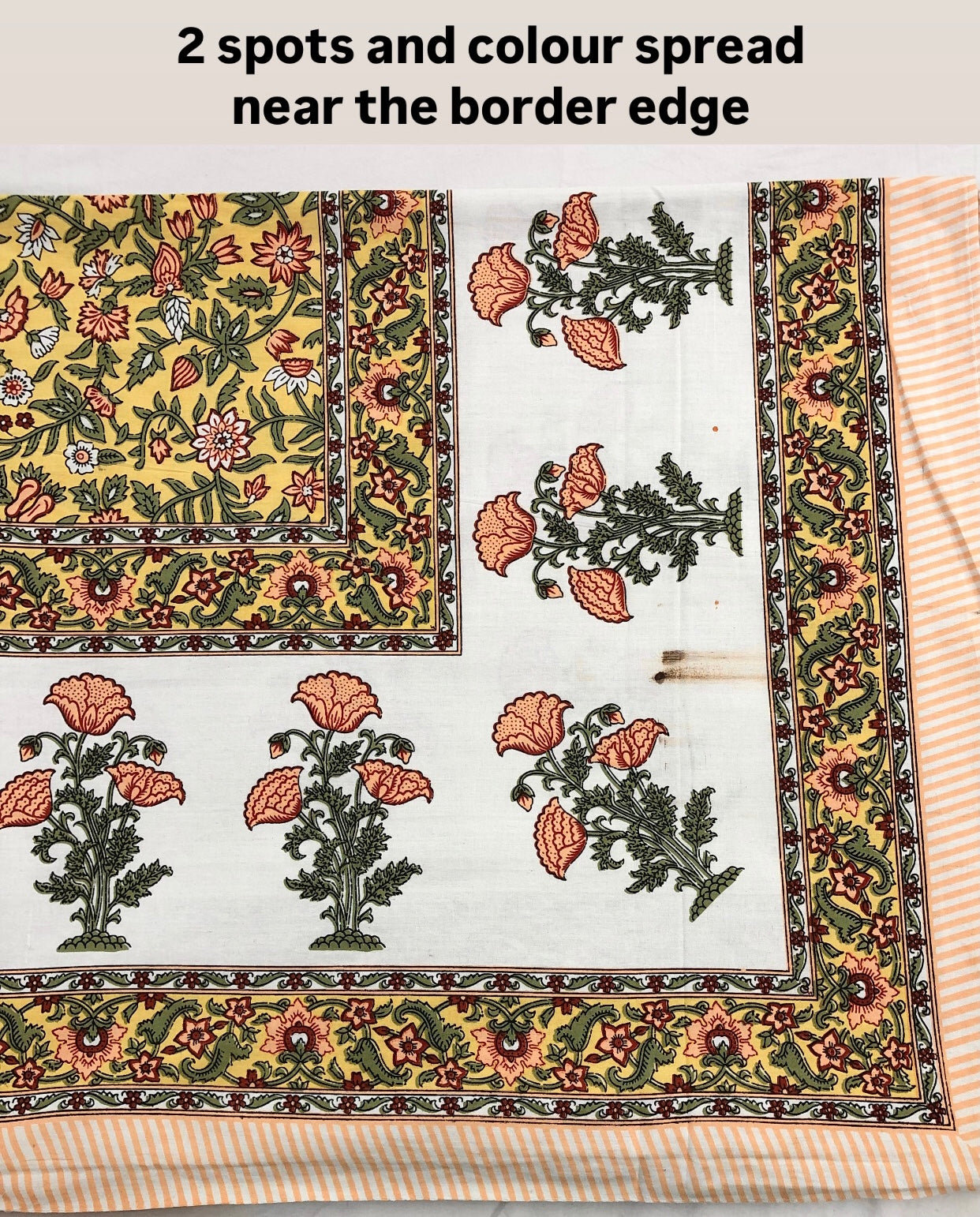 Yellow Floral Jaal Cotton King Size Bedsheet