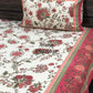 Pink and Green Floral Jaal Cotton Super King Bedsheet