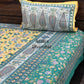 Yellow & Green Floral Jaal Cotton Super King Bedsheet