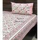 Pink Floral Jaal Single Hand Block Bedsheet