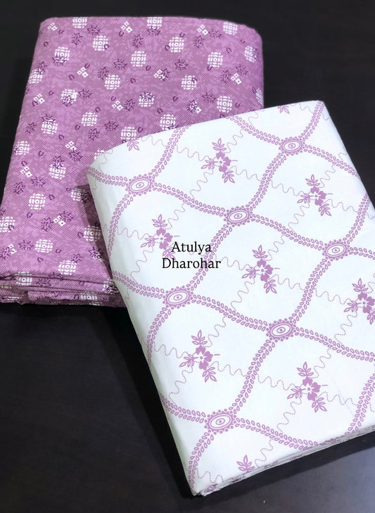 Magenta Pink Mughal Jaal Cambric Cotton Single Dohar Pair