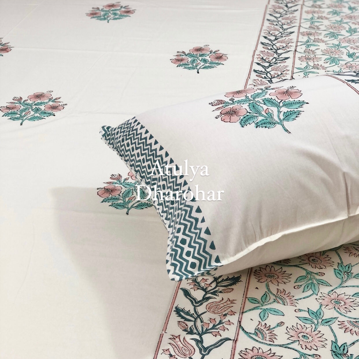 Designer Mughal Motifs with Floral Jaal Bedsheet