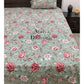 Green and Pink Floral Motifs Bedsheet