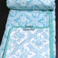 Turquoise Mughal Jaal Mulmul Double Bed Dohar