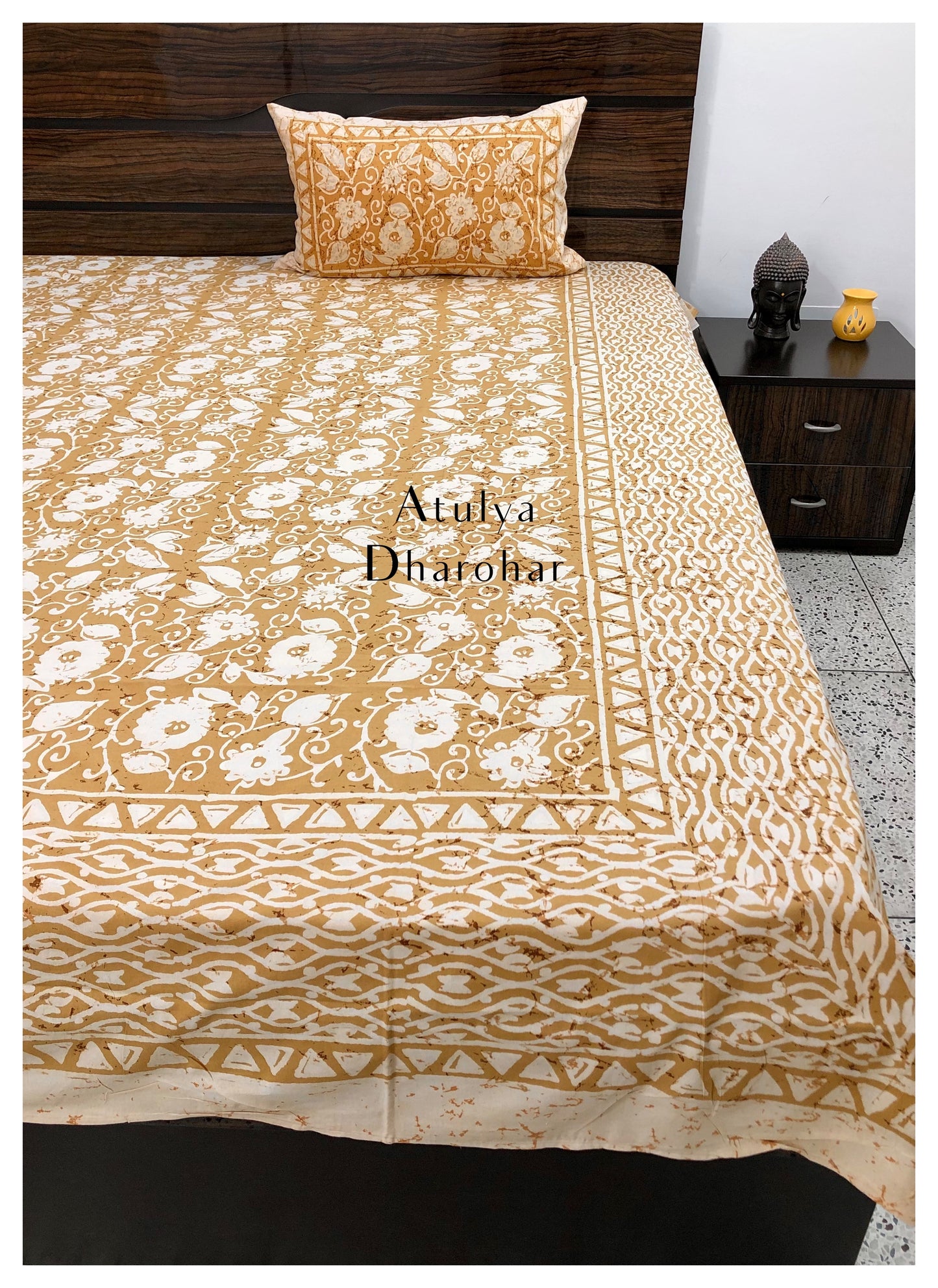 Mustard Floral Jaal Bedsheet