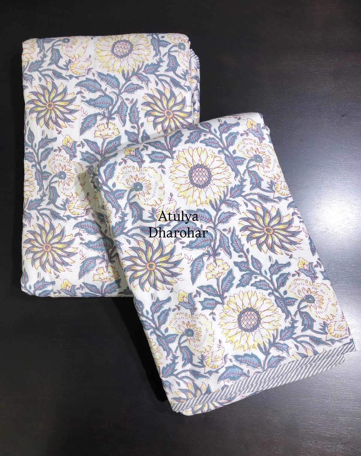 Yellow Floral Jaal Mulmul Single Dohar Pair