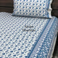 Blue Floral Jaal Cotton King Size Bedsheet