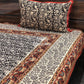 Black Kalamkari Hand Block Printed Single Bedsheet