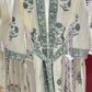 Greyish Blue Floral Motifs Hand Block Waffle Cotton Bathrobe
