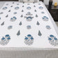 Blue and Grey Floral Motifs Cotton Single Bed Bedsheet