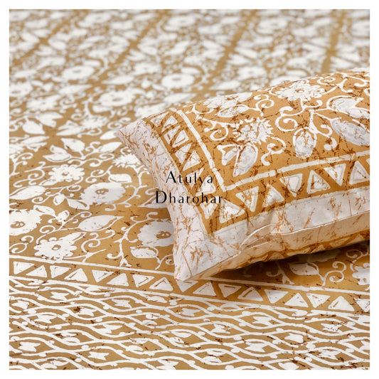 Mustard Floral Jaal Bedsheet