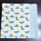 Blue Dino Hand Block Printed Waffle Cotton Kids Towel