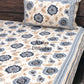 Blue Floral Jaal Cotton King Size Bedsheet