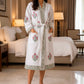 Magenta Pink and Green Floral Hand Block Printed Waffle Cotton Bathrobe