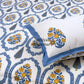 Blue and Yellow Floral Mughal Jaal Cotton Super King Bedsheet
