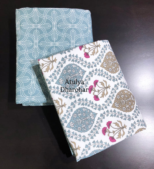 Pink Floral Mughal Jaal Cambric Cotton Single Dohar Pair