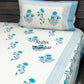 Blue Floral Motifs Cotton Super King Bedsheet