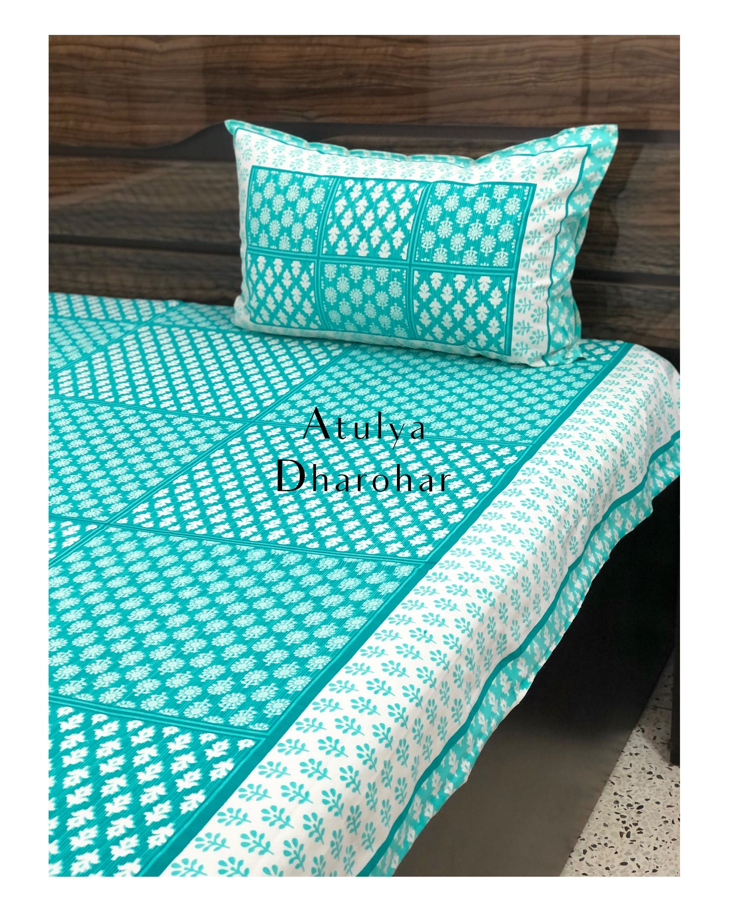 Blue Butti Cotton Bedsheet