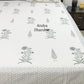 Grey and Green Floral Motifs Percale Cotton Hand Block Super King Bedsheet