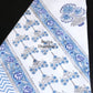 Blue and Grey Floral Motifs Hand Block Printed Waffle Cotton Towel