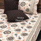 Peach and Grey Floral Jaal Cotton King Size Bedsheet